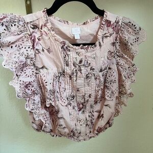 Gap/LoveShackFancy collab floral pink top, girls youth XL